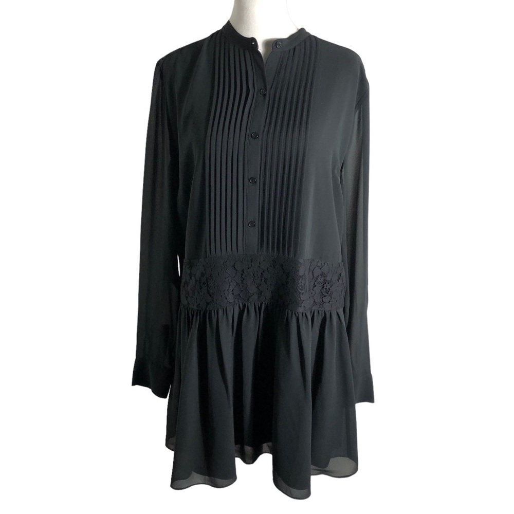 Marchesa Rose black long sleeve lace front tunic dress. Sz Medium